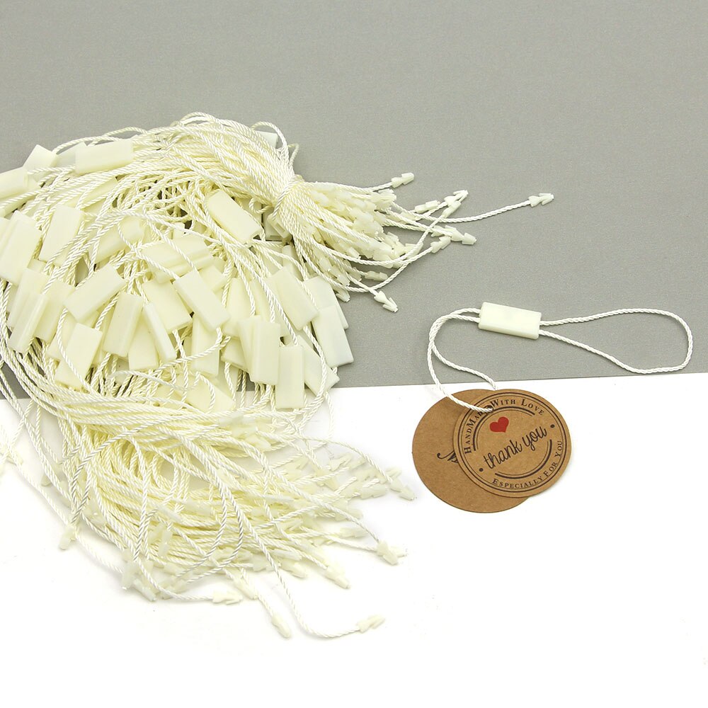 100 Stuks Hang Tags Wit Zwart Beige Vierkante Tags Polyester Kleding Plastic Labels Voor Kleding Kledingstuk Accessoires