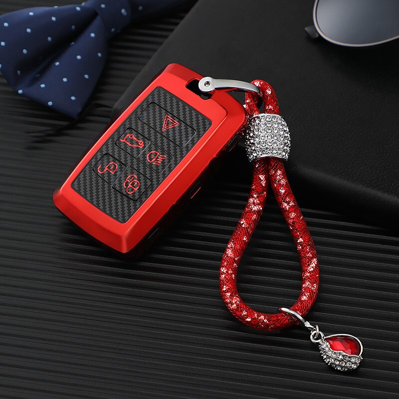 TPU Car Key Cover Full Case For Land Rover Range Rover Sport Evoque Velar Discovery 5 Auto Protective Accessories: B-red keychain