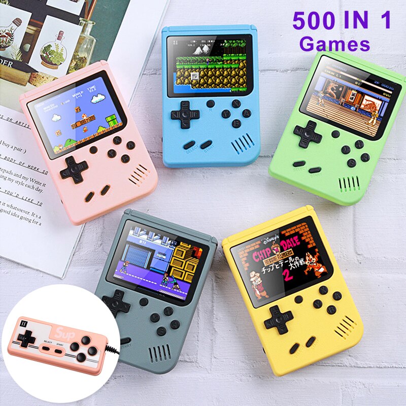 Mini Console de jeu rétro avec 1 contrôleur, prend en charge deux joueurs, batterie Rechargeable de 1020mAh, 500 jeux classiques FC, écran de 3.0 pouces