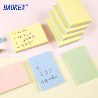 100Sheets/ Copy BAOKE TZ2009 Pad Notes Sticky Note 4 Colors Ahesive Memo Pads Yellow Pink Blue Green Office School Stationery