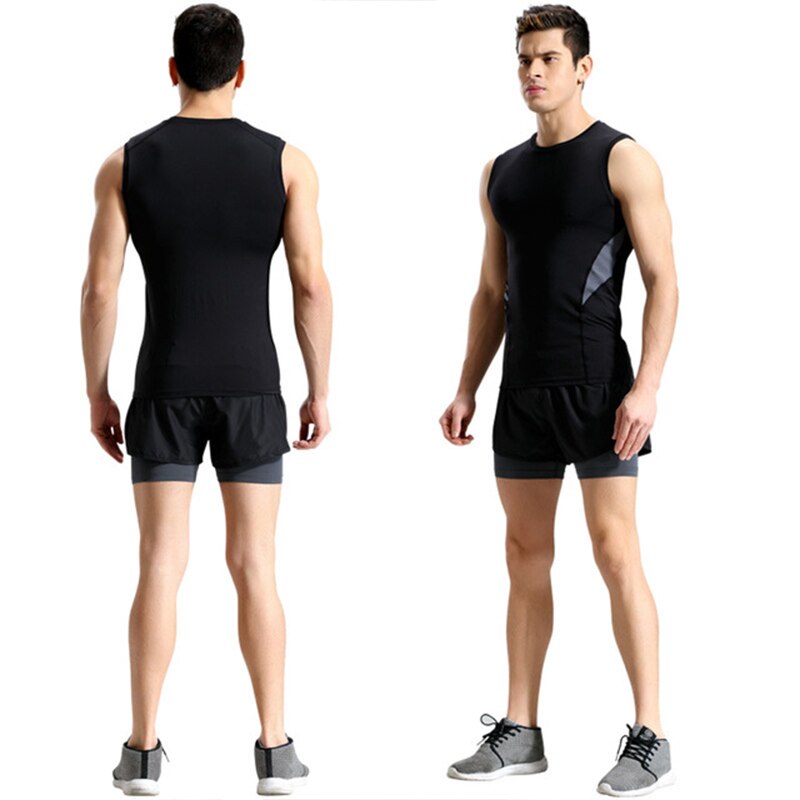 Dry fit ærmeløs herre løbevest gym fitness skjorte sommer slim tank tops sportsvest bodybuilding træning singlet