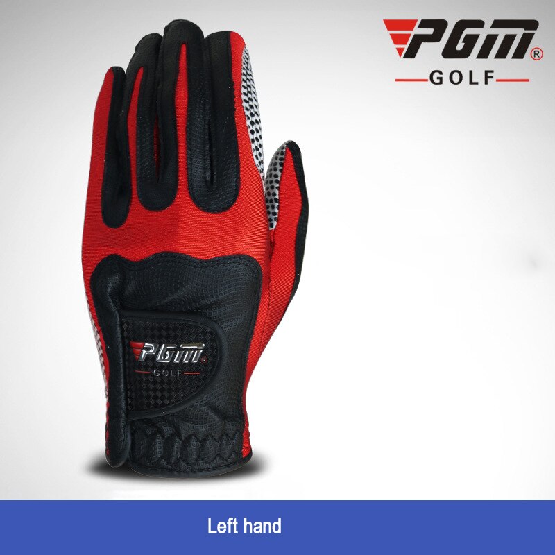 PGM Men's Golf Fiber Cloth Gloves Left/Right Hand GloveMagic Elastic Particles Women Slip-resistant Accessories: Left Red / XL