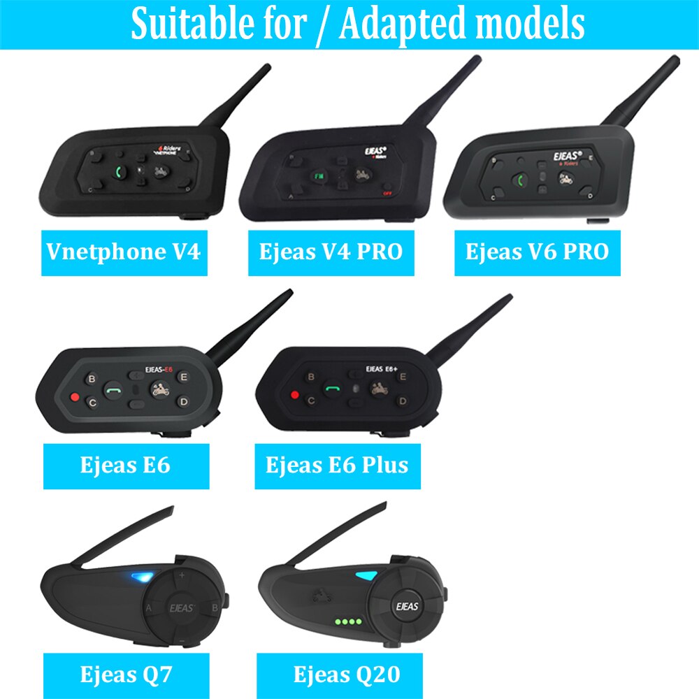 Ejeas & Vnetphone-auriculares 2 en 1 para casco de motocicleta, audífonos con micrófono y altavoz, Jack de 3,5mm, Bluetooth, para V4, V6 PRO, E6 Plus, Q7, Q20