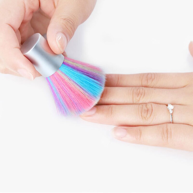 1Pcs Draagbare Regenboog Kleur Nail Art Brush Nail Dust Brush Uv Gel Nail Cleaning Nail Brush Nail Care Manicure gereedschap Nail Borstels