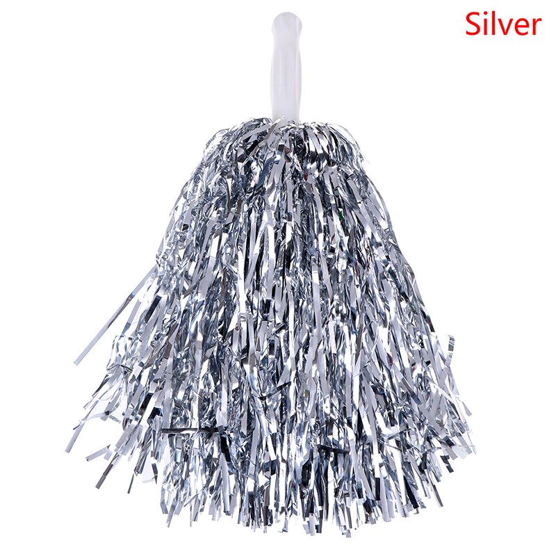 1PC 20CM Cheer Dance Sport Wettbewerb Poms Blume Ball Für für Fußball Basketball Spiel Pompon Kinder Verwenden Cheerleading pom: Silver