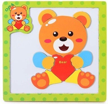 Kids Cartoon Animal Magnetic 3d Puzzles Wooden Toys Children Wood Educational jigsaw Baby Drawing Board Blackboard Toddler: Green