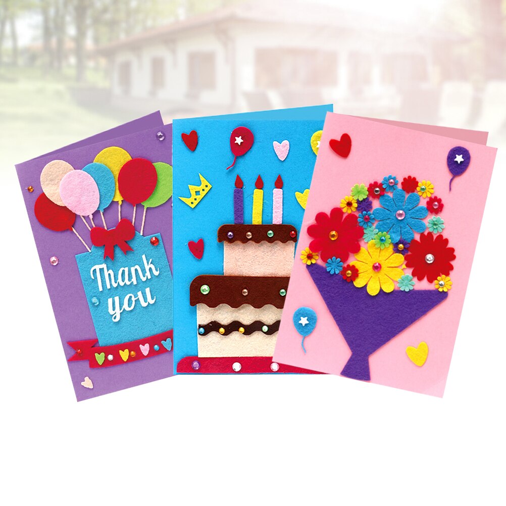 3 Pcs Card Making Kit Cloth Handmade Greeting Card Kit Art Crafts Card DIY Material for Children Kids Teens