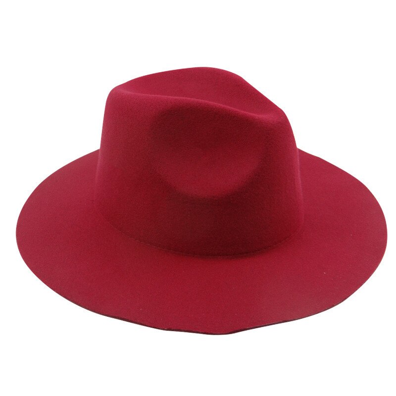 USPOP women winter hats wool fedoras adjustable unisex solid color wool hats: Jazz-Wine red