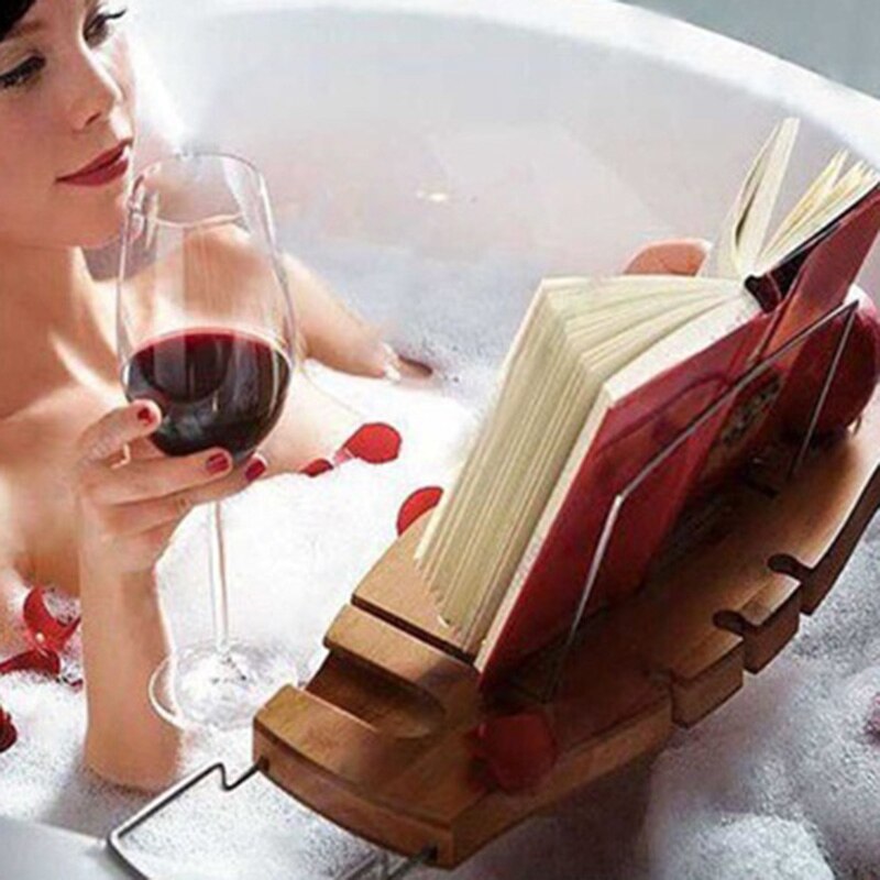 Bamboo Bathtub Tray Handcrafted Bath Tray Bathroom Shelves Caddy Bath Caddy Rack Bathroom Storage Stand Foldable