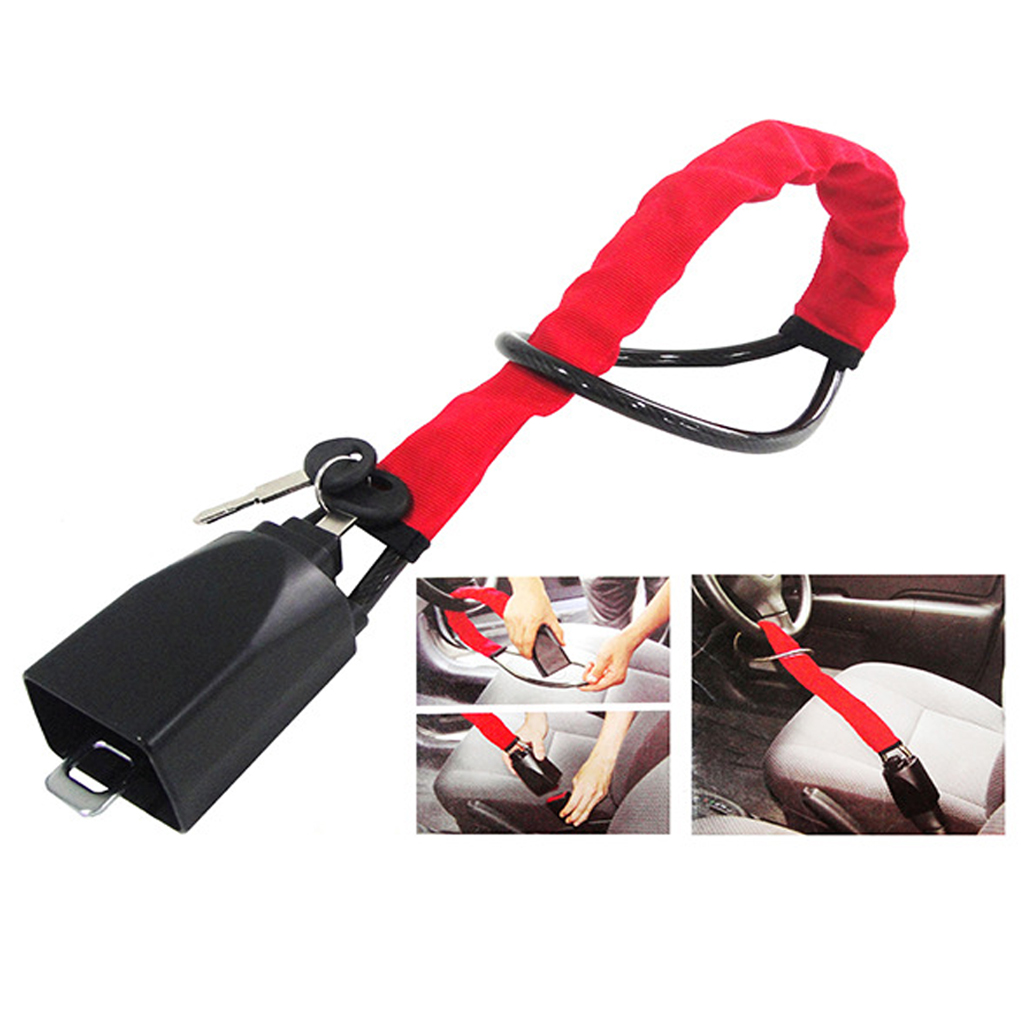 Cerradura antirrobo para volante de coche y camión, cerradura cuádruple con 2 llaves, bloqueo automático Universal, dispositivos de seguridad antirobo
