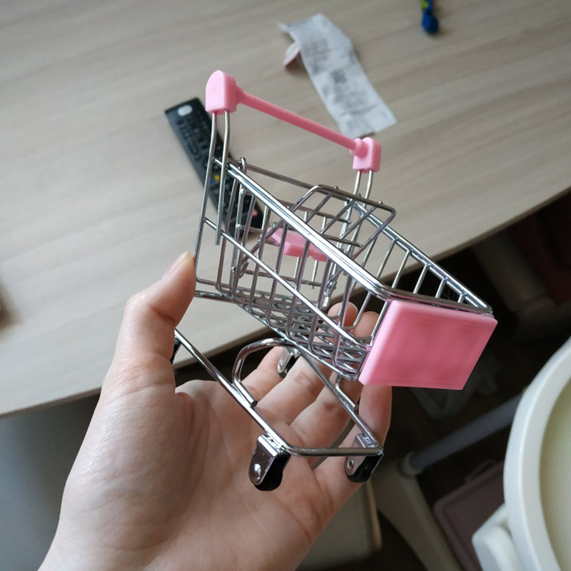 Mini børn håndkærre simulering lille supermarked indkøbskurv nyttekurv foregive lege legetøj klapvogne børn