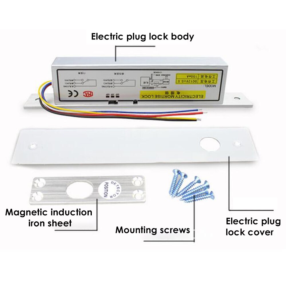 NC/NO Output DC12V Electric Lock Magnetic with Timer Mortise Door Lock Fail Safe fail Secure Bolt Mortise Door Lock 8 wires