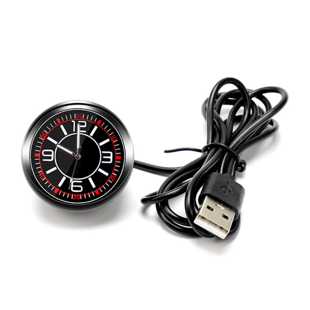 Universal Car Dashboard Clock Quartz Luminous Clock Glass Mirror Car Stick-on Clock Watch Automotive Accessories Watch: USB