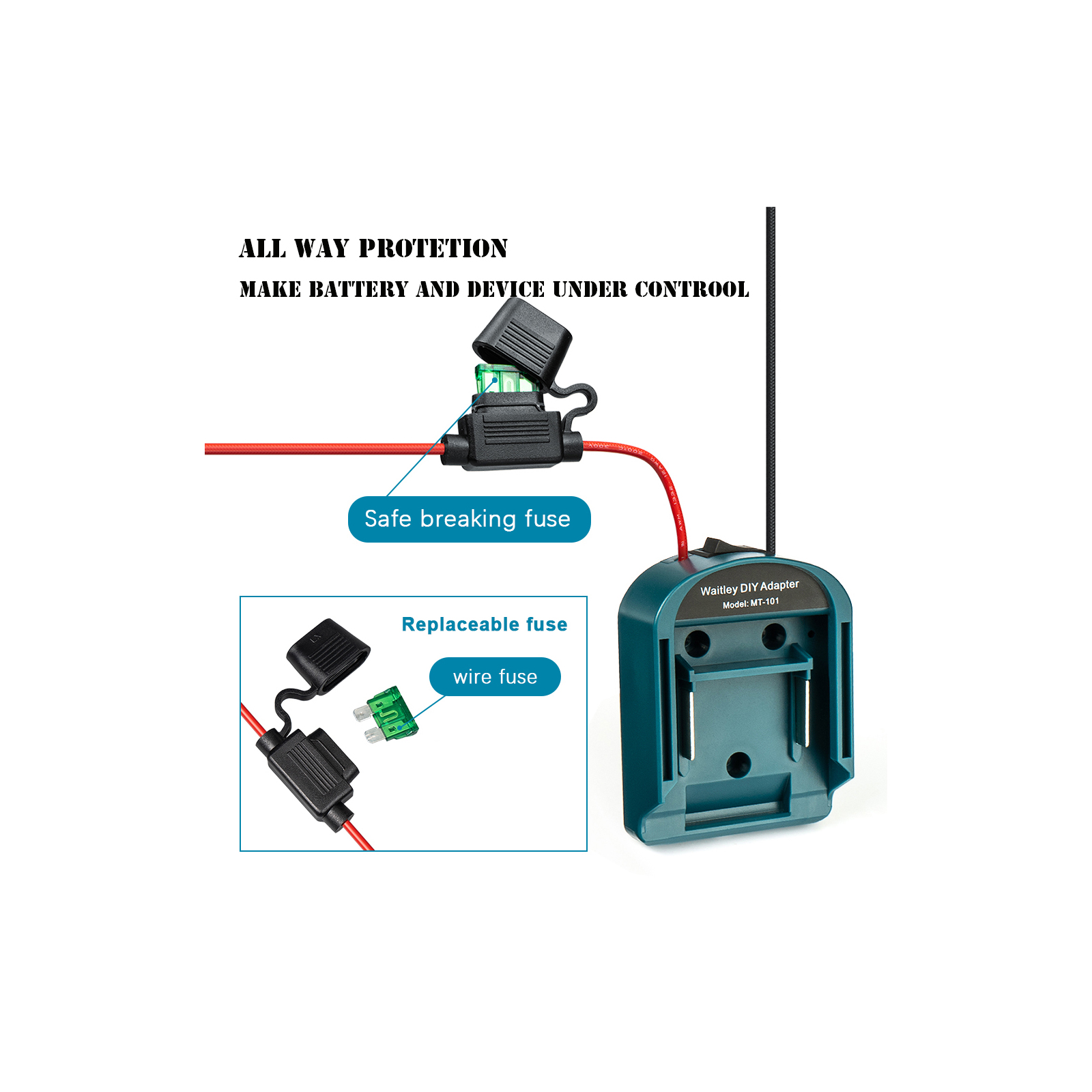 DIY Adapter for Makita 14.4V 18V Battery to dock Power Plug accessories kit with cables output and switch