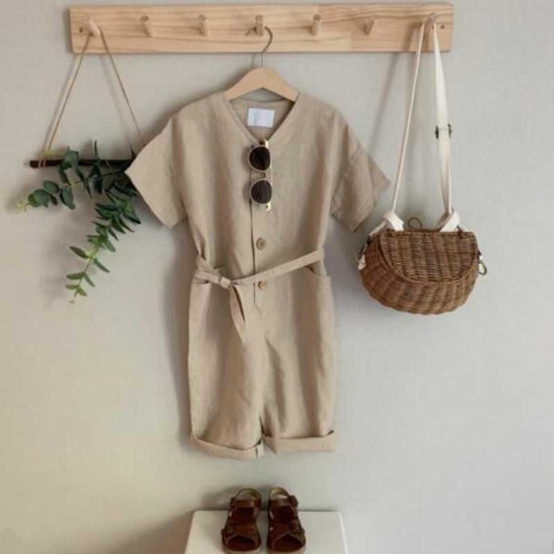 Milancel Meisjes Overalls V-hals Jongens Jumpsuits Enkele Borst Kids Playsuit Ademend Overalls