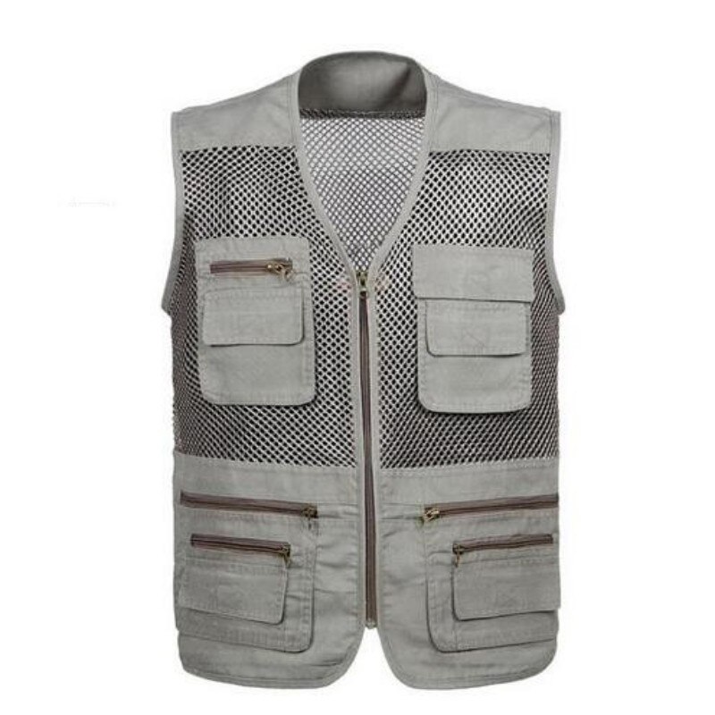 Top Mens Sleeveless Jacket Fisherman Waistcoat Male Summer Mesh Vest Coat Tank Top Plus Size 4XL