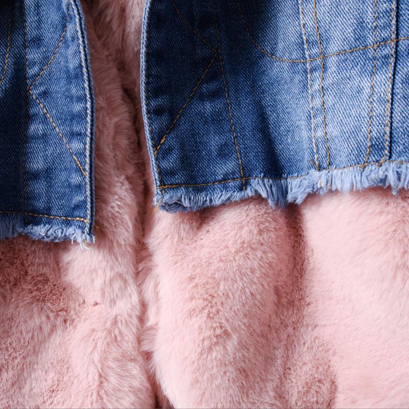 Babyinstar Cute Thicken Plush Patchwork Denim Jacket 2-6Y Baby Girl Winter Coat Kids Winter Jacket Baby Girl Coat Toddler