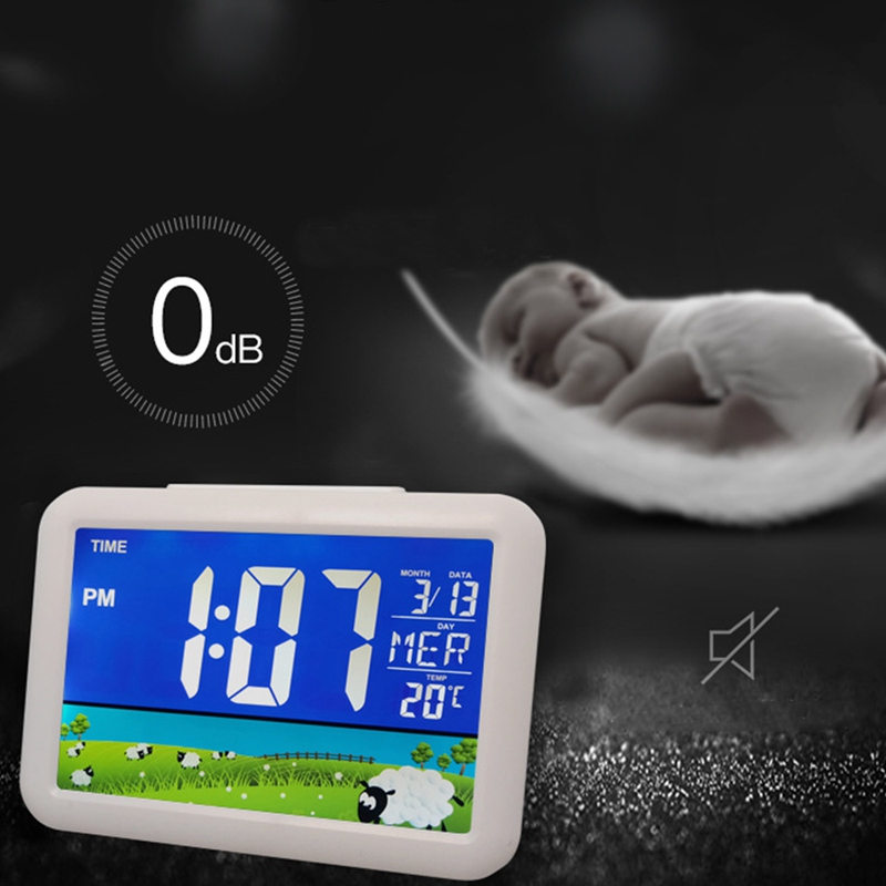 Controllo vocale LED Digital Alarm Clock di Ricarica USB LCD Display Scrivania Termometro Calendario Allarme Orologio Luce di Notte Complementi Arredo Casa