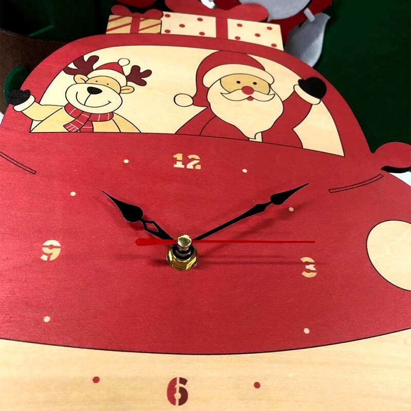 Christmas Cartoon Car Shape Wall Clock Christmas Decoration Christmas Cartoon