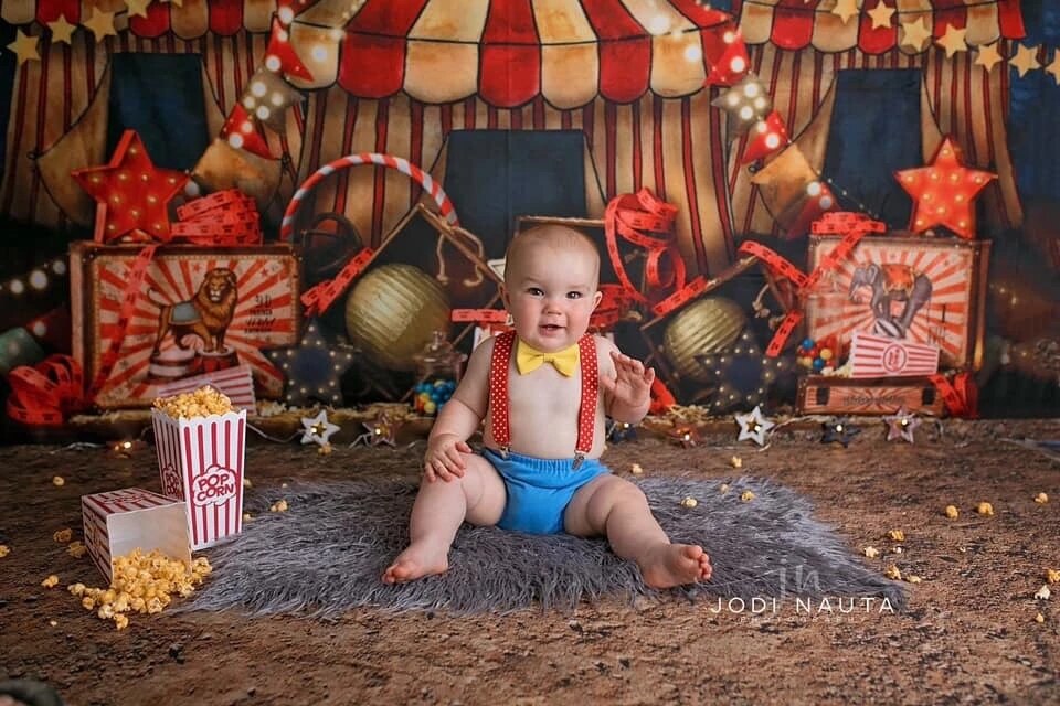 Mocsicka cirkus under stjärnorna bakgrund barn födelsedag fotografering photozone nyfödd baby tårta smash bakgrund fotostudio
