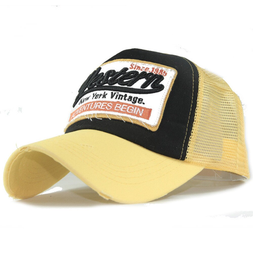 Geborduurde Hoed Zomer Vrouwen Cap Mesh Hoeden Voor Mannen Vrouwen Casual Hoeden Voor Vrouwen Hip Hop Baseball Hat Cap: yellow