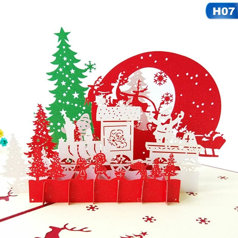 Kerst Herten Boom 3D Pop Up Kaarten Postkaart Met Envelop Xmas Uitnodiging Wenskaart Voor Kerst Feestartikelen: 7