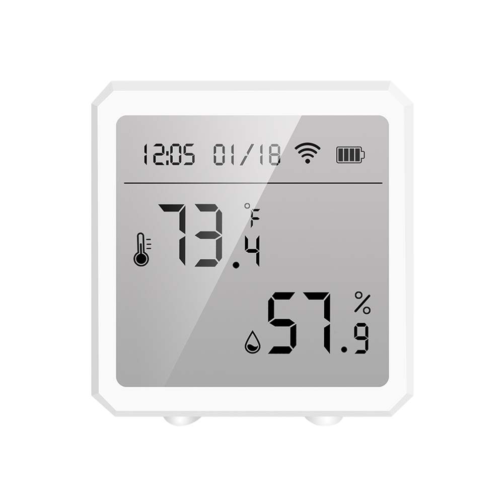 Smart WiFi Temperature Humidity Sensor Wireless Thermometer Hygrometer, Clock and Time Display Monitor with App Compatible Siri: Default Title