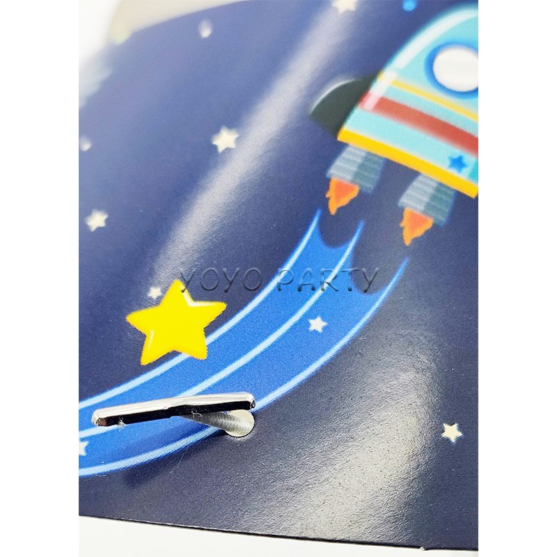 6 uds de cumpleaños sombrero de papel gorro para chico niño astronauta nave espacial Solar bebé ducha partido suministros Deco con banda elástica