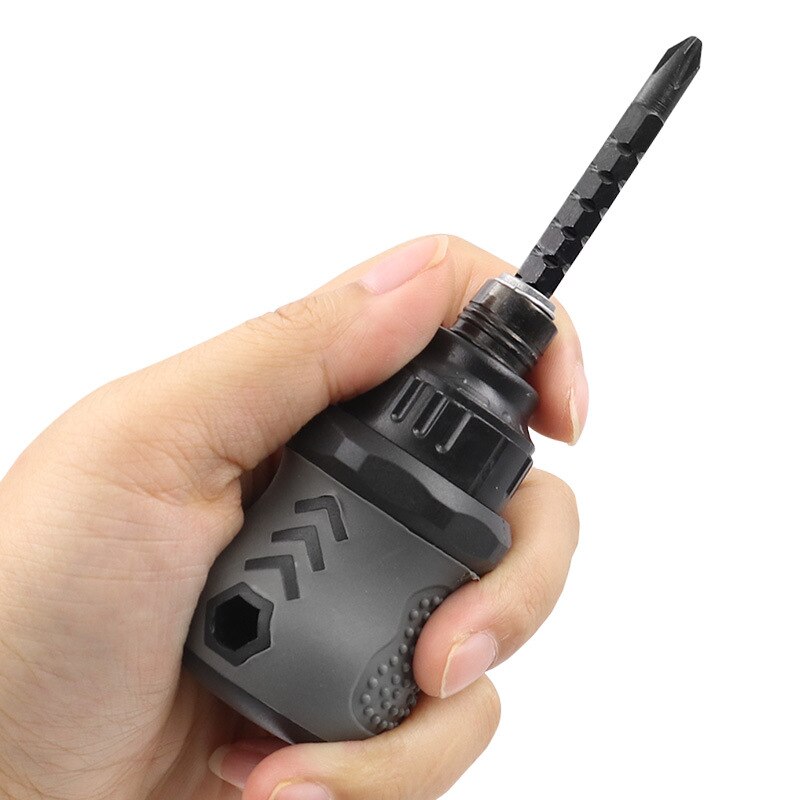 Portable 85mm Ratcheting Cross Screwdriver 2 In 1 Retractable Ball Grip Screwdriver Bit Doublehead Torx Screw Driver With Magnet