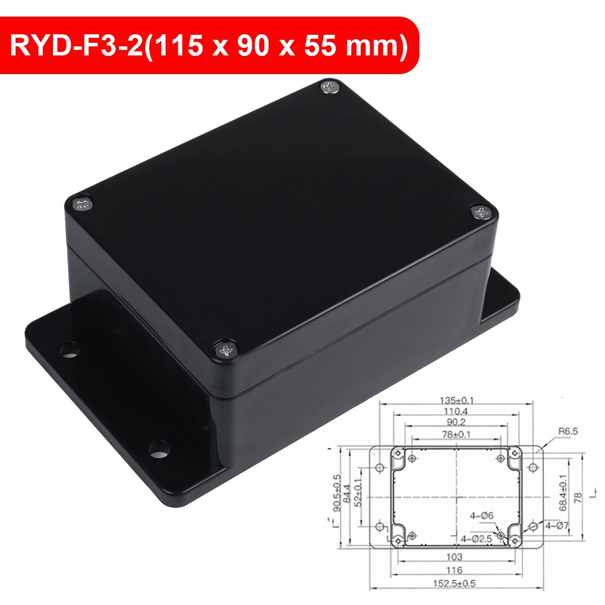 Outdoor IP67 Waterproof Enclosure Plastic Box Electronic Project Instrument Case Electrical Project Box Junction Box Housing: 2