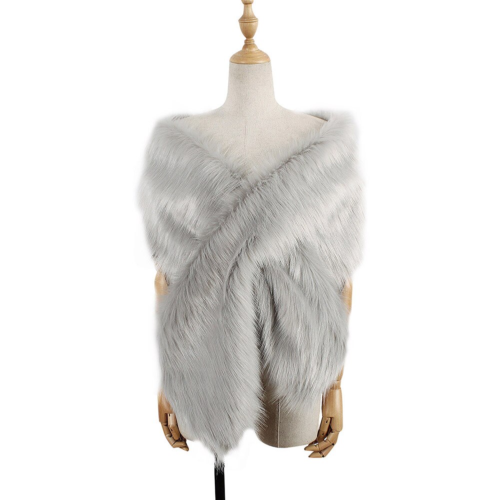 Vrouwen Deluxe Faux Fur Sjaal Vintage Schouder Wrap Stole Warme Sjaal Voor Avondjurk 1920 S Flapper Cover Up winter Cape: Light Grey