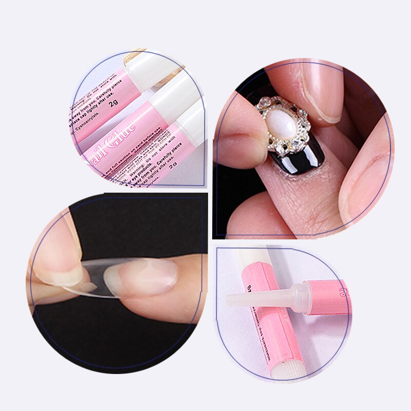 2 Stks/partij Mini Beauty Nail Lijm Voor Valse Art Versieren Acryl Steentjes 2G Nagellijm Tips Nail Art Tool