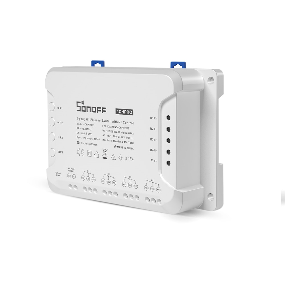Sonoff 4ch pro  r3 wifi smart switch inter lock inching lock mode diy timer switch via ewelink app arbejde med alexa google hjem