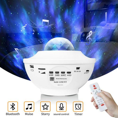 USB LED Galaxy Projector lights with bluetooth speaker Starry Night Lamp Star Sky Projection Light projects Accessories speakers: White