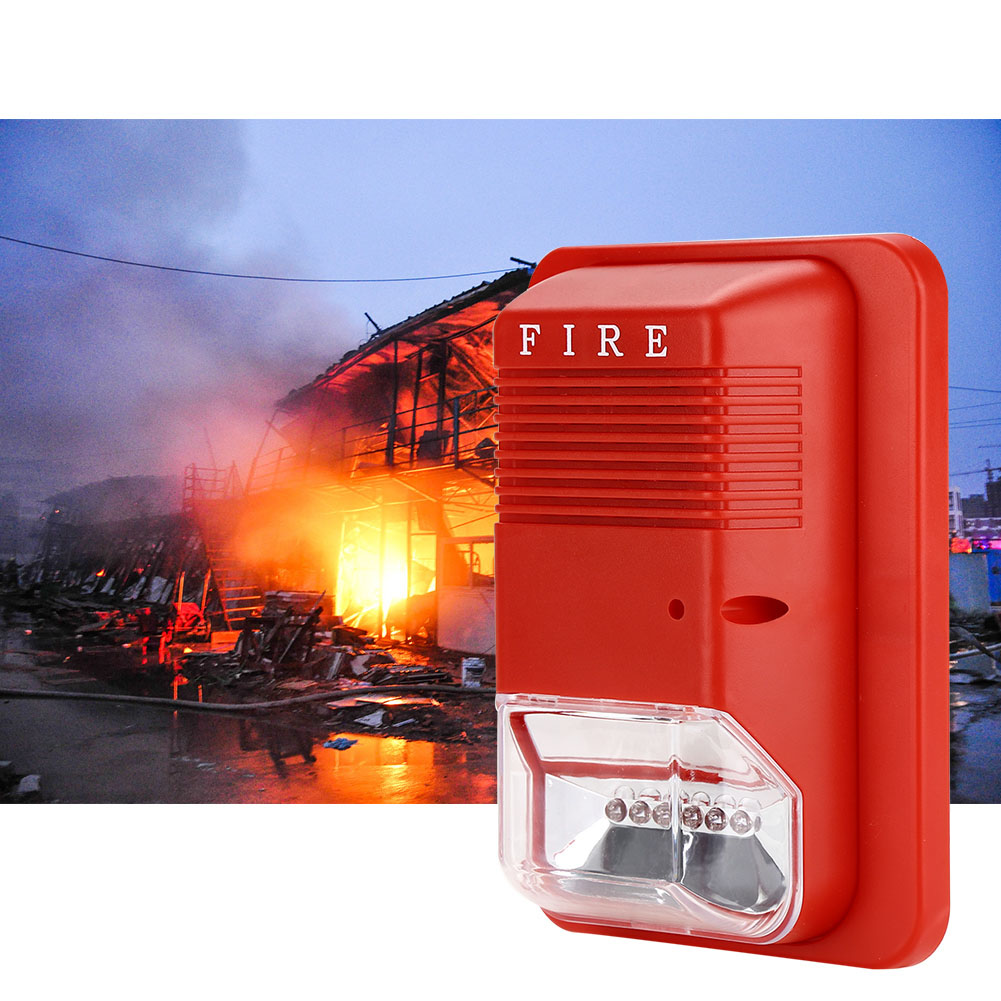 Lyd & lys brandalarm advarsel strobe horn alarm sikkerhedssystem sensor indbyggede lysdioder til hjemmekontor hotelskole