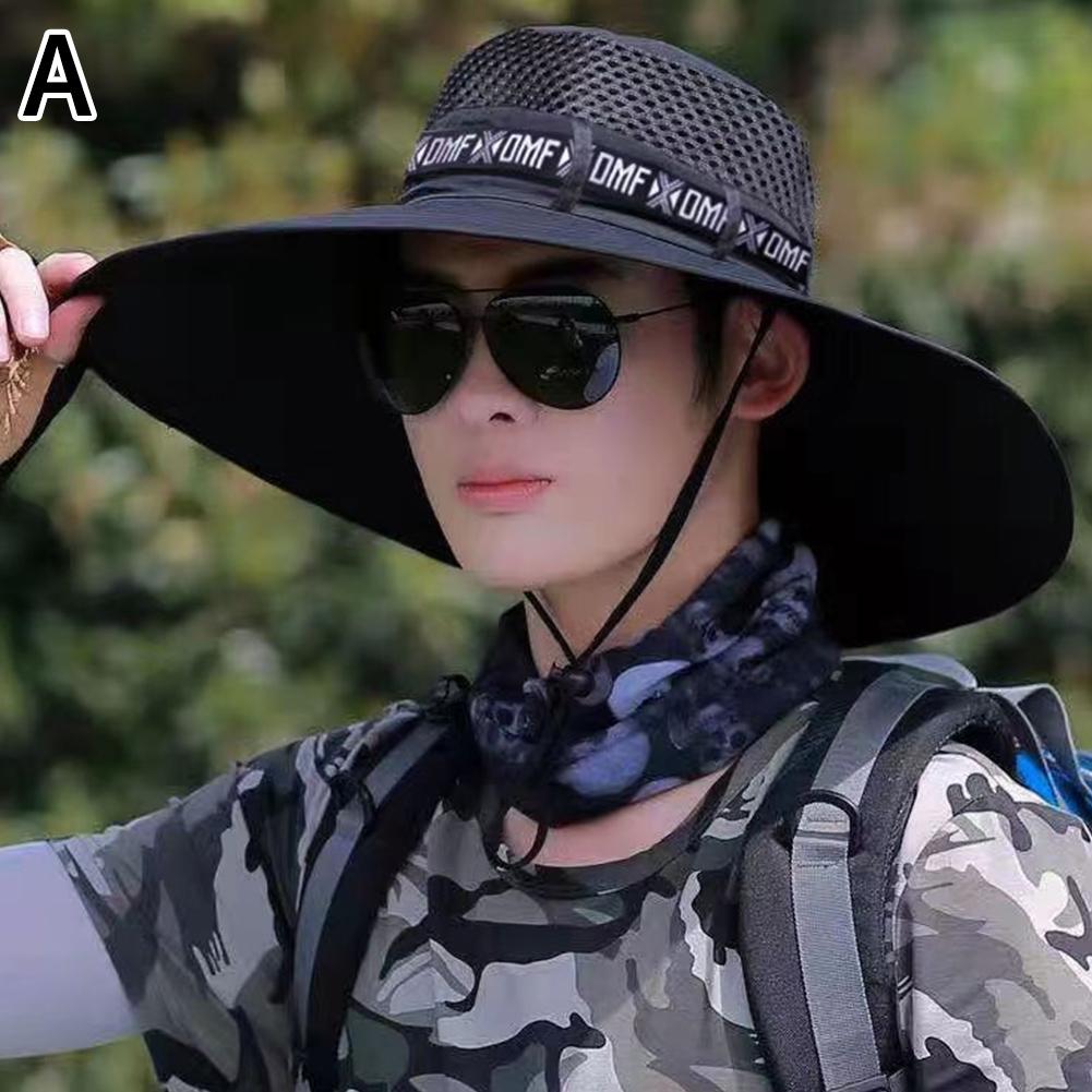 Summer Large Sun Hat Men Women Breathable Fishing Caps Sun UV Protection Mesh Fisherman Hat Hiking Outdoor Beach Cap: Lavender