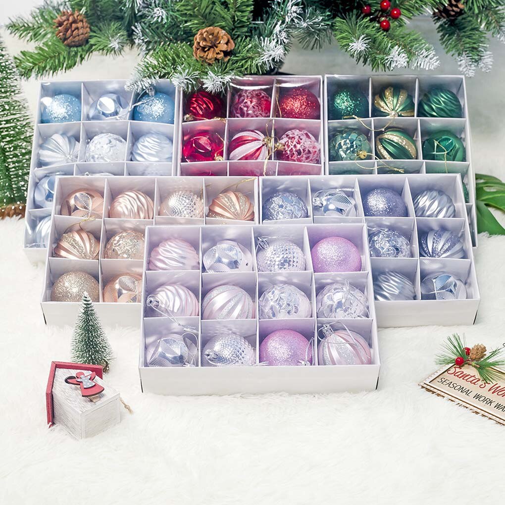 12pcs Christmas balls Xmas Tree Mini Hanging Baubles Decoration Ornament Small Christmas Tree Ornaments year Decor