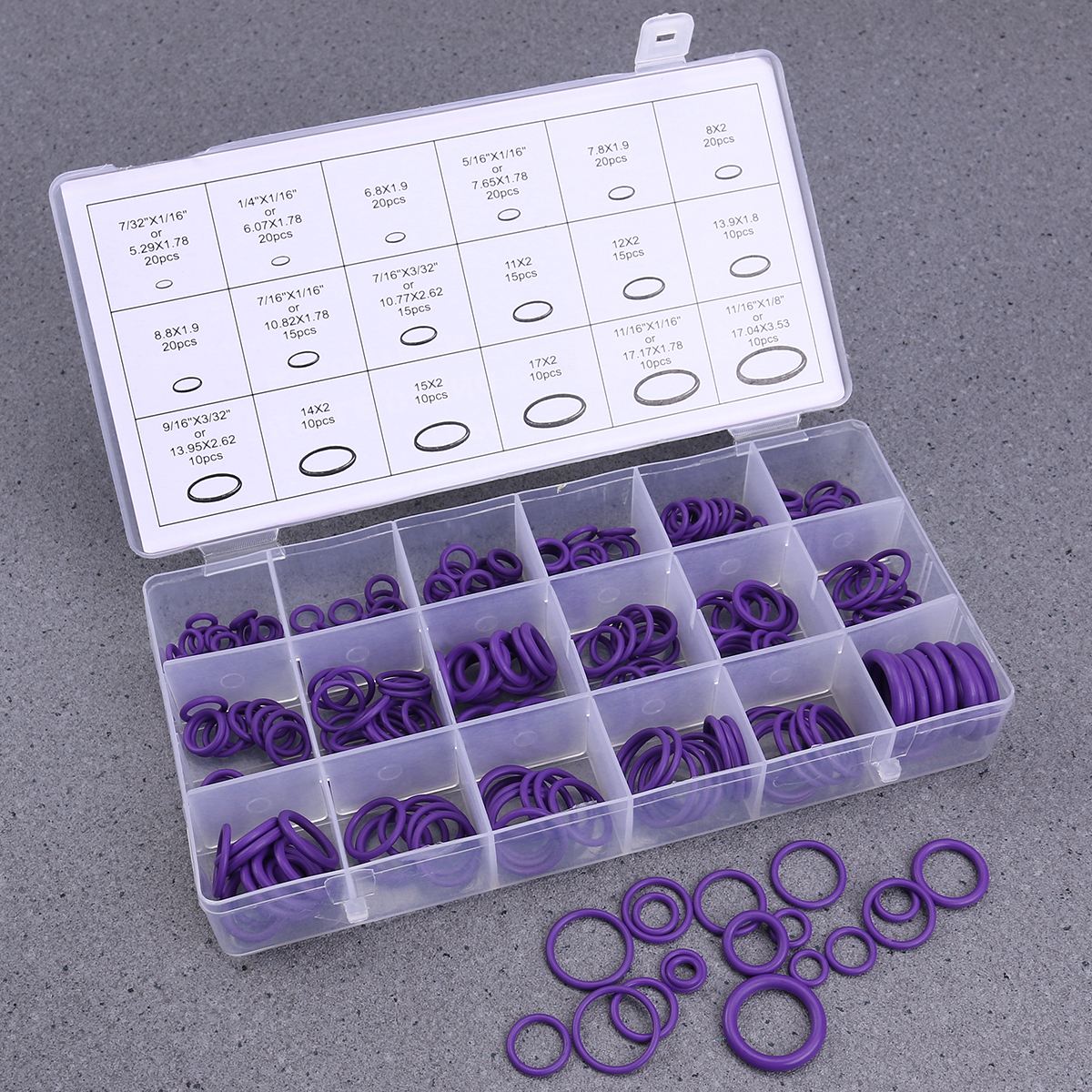270pcs 18 Sizes O Ring Rubber Insulation Gasket Washer Seals Tool Car Air Conditioning Compressor Seals Car Repair tools A20