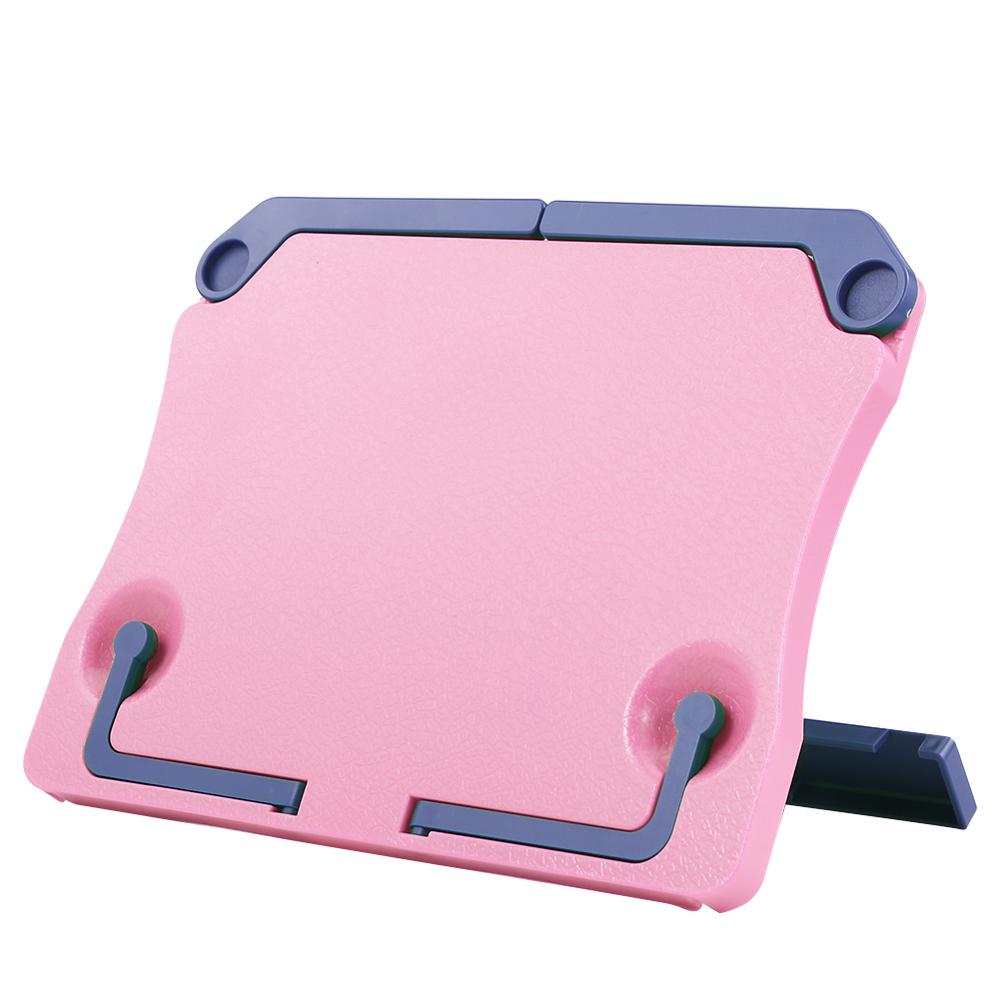 Sujetalibros de ABS plegable portátil, 5 colores, libro de lectura, lámina de soporte, estante de música, organizador de escritorio, soporte de teléfono y tableta: Rosa