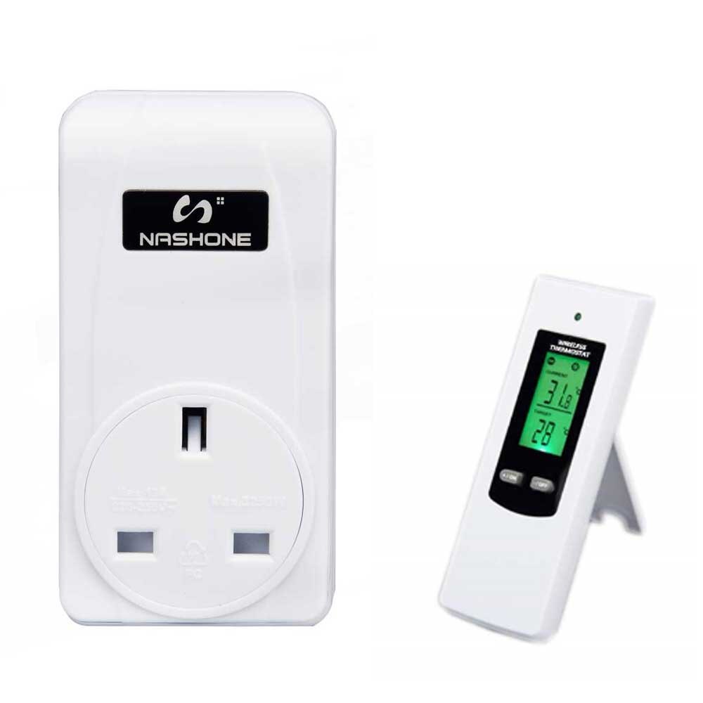 Nashone 110-230V Wireless Heating Thermostat Remote Control Smart Thermostat Temperature Controller EU/US Socket Remote Control: UK Kit