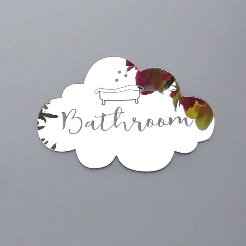 Home Family Hotel Washing Room Acrylic Mirror Door Signs Bathroom Sticker Label Party favor: gold C