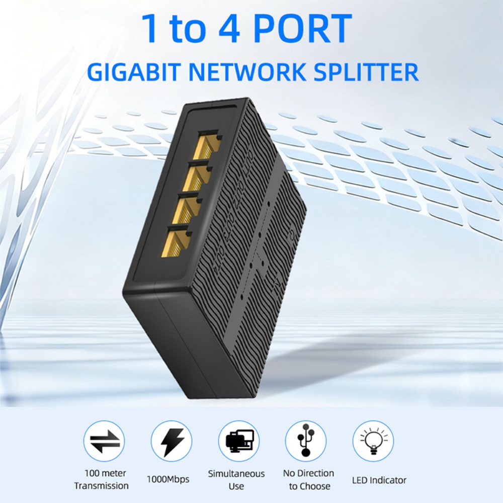 Switch ethernet 1 to splitter per cavo ethernet ad alta velocità da 4, 1000 mbps, estensione di rete gigabit  rj45 lan per cavo cat 8/7/6/5e/5