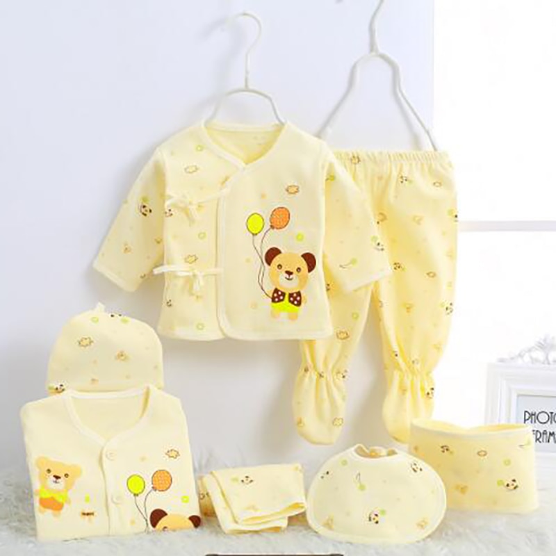 Ensembles de vêtements pour bébés | Ensemble en coton, pour -né fille garçon, chemise + pantalon + barboteuse + chapeau + culottes, ensemble de 7 pièces