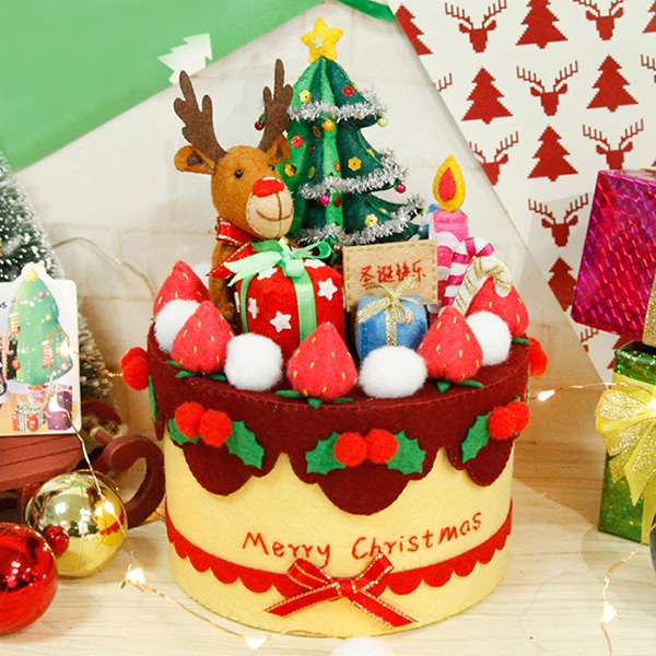 8 Styles DIY Felt Cloth Birthday Cake Box Handmade Cute Cake Storage Case For Children Birthday Special Felt DIY Package: STYLE 5