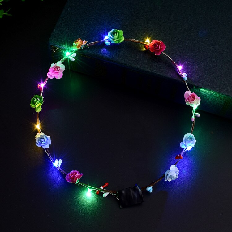 Flashing LED Glow Flower Crown Headbands toys Wedding Xmas Party Women Girls LED Light Up Flower Sweet Princess Wreath Garland: colours