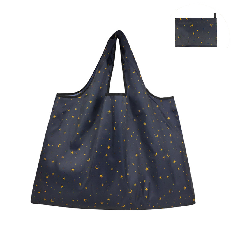 Printing Foldable Shopping Bags Environmental Protection Portable Grocery Bags Large Capacity Portable Storage Bags: light green