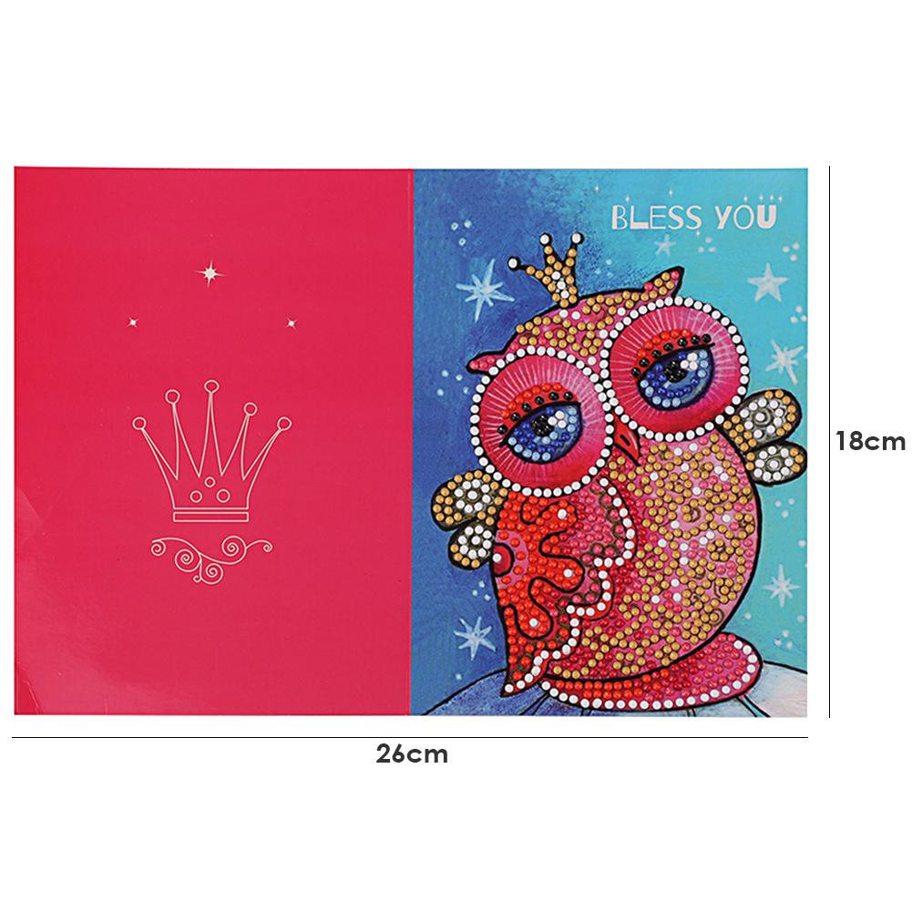 Diamond Cardboard Wear-resistant DIY Diamond Painting Owl Printed Blessing Greeting Cards Birthday Valentine: D
