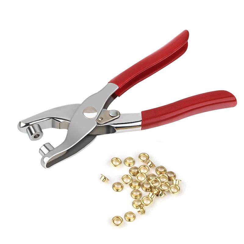 1 Set Eyelet Fabric Punch Pliers Leather Canvas Hole Puncher Tool Scrapbook Eyelet 100 Brass Rings Kit DIY Manual Tools Kit