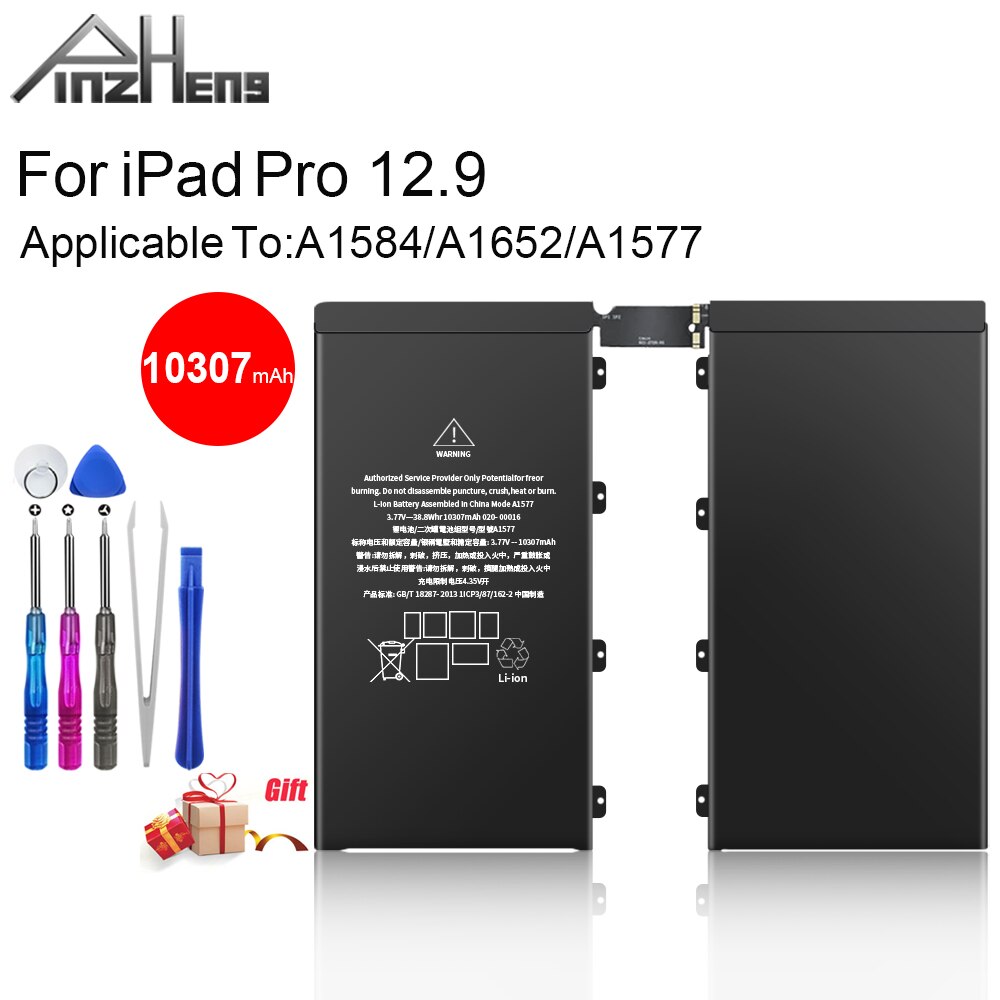 PINZHENG Tablet Battery For iPad Pro 12.9 A1577 A1584 A1652 10307mAh Bateria For iPad Pro 12.9 Replacement Battery With Tools