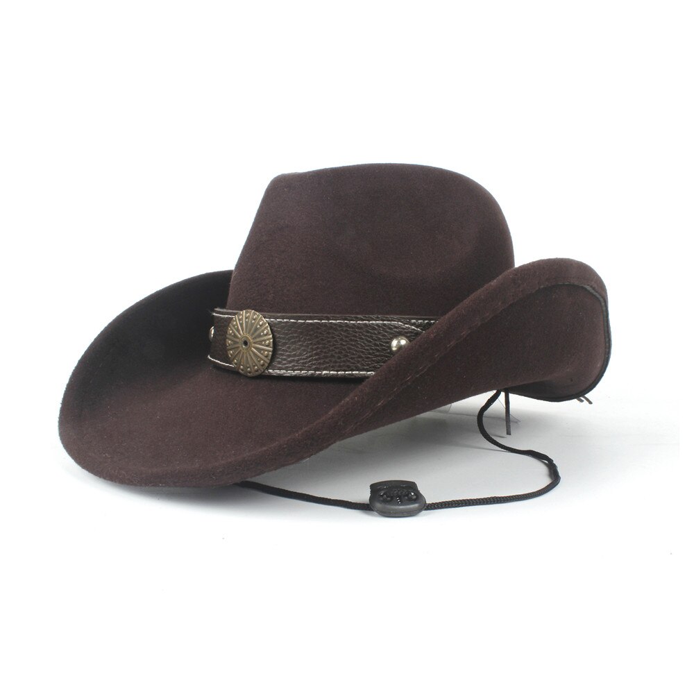 Sombrero de vaquero occidental con agujeros para Hombre y mujer, Sombrero de lana, color negro, para Jazz, ecuestre: Coffee